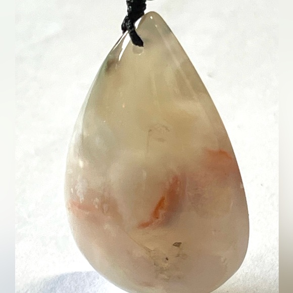 Natural Flower Agate Pendant with Cord Necklace Crystal Gemstone - Picture 8 of 13